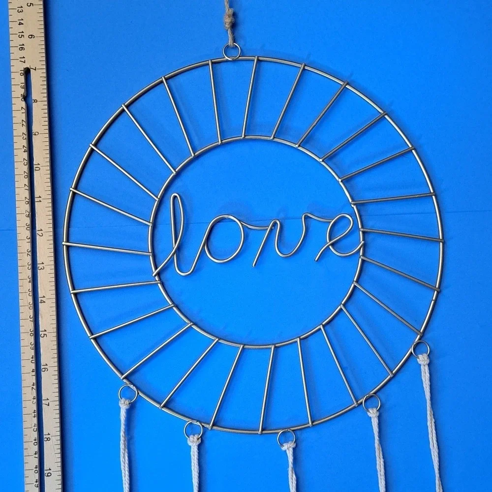 Love Wall Decor Gold Metal Hoop Dream Catcher Wood Beads Boho Tassels